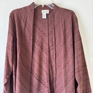 Coldwater Creek Brown Geometric Stripped Open Cardigan Large